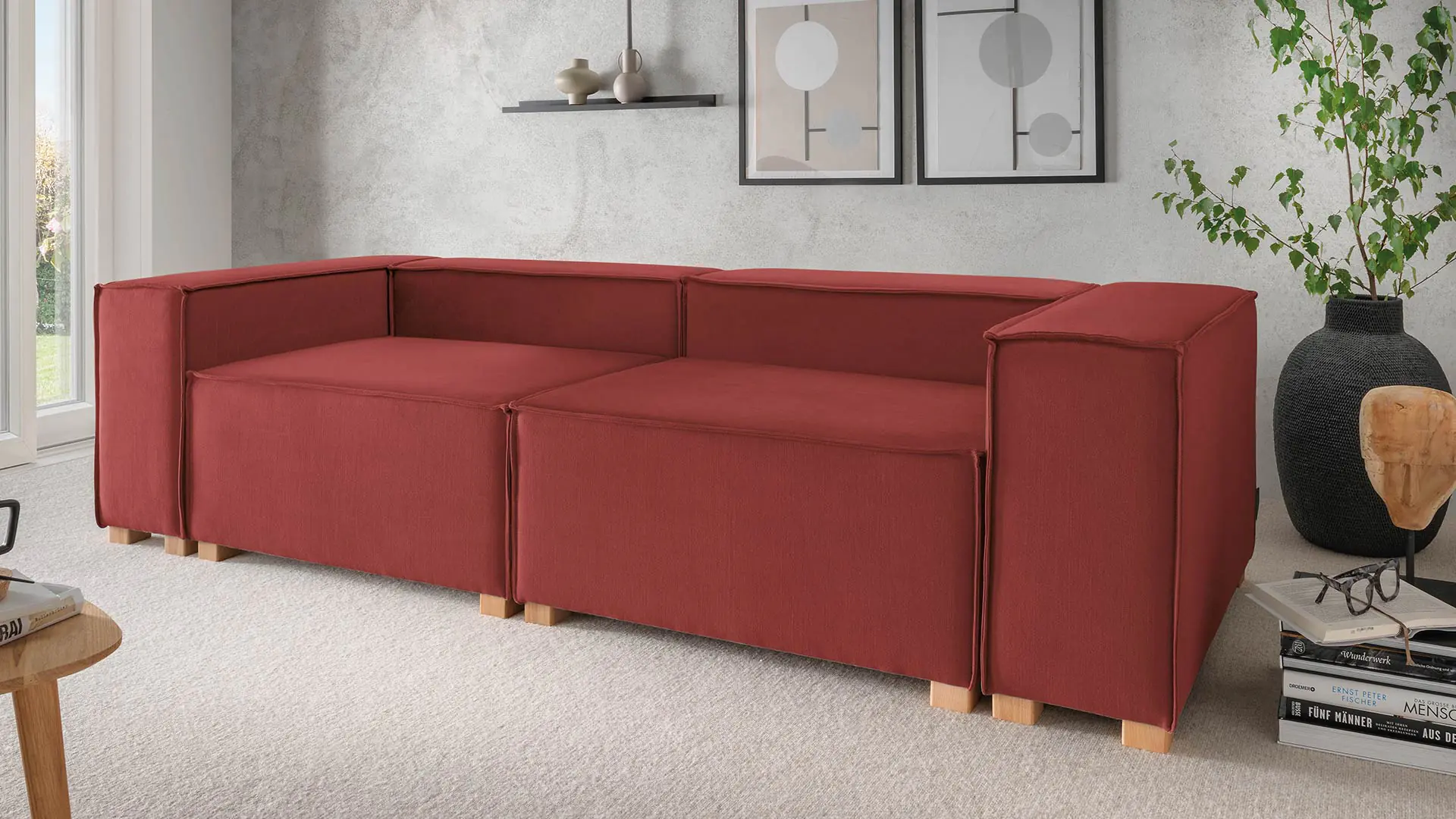 Sofa Fovera als 3 Sitzer, in Farbe rot